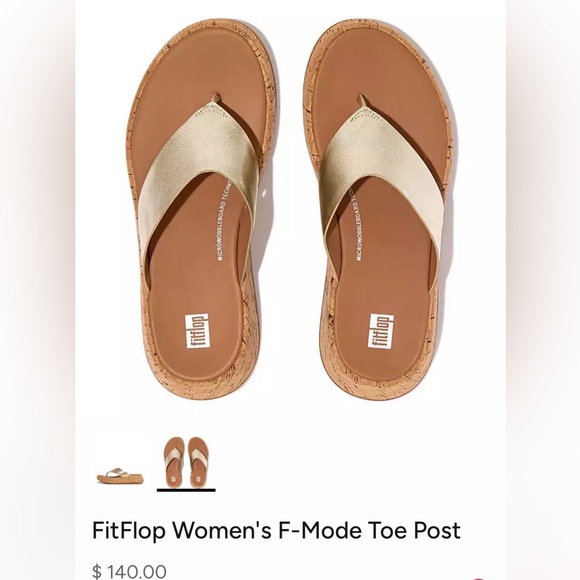 FitFlop Women's Gold Cork Sandals - Picture 2 of 2